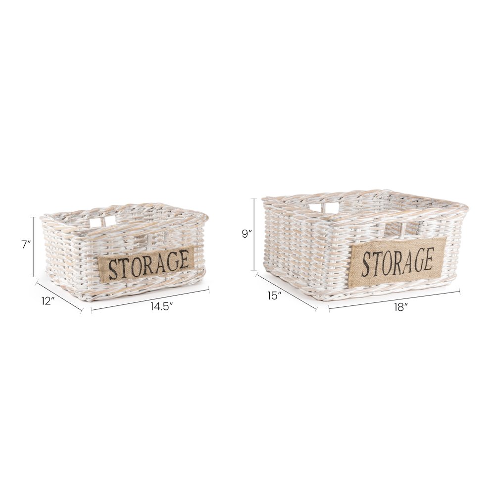 Reed Southwestern Hand-Woven Rattan Nesting Baskets With Handles