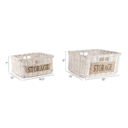 Reed Southwestern Hand-Woven Rattan Nesting Baskets With Handles