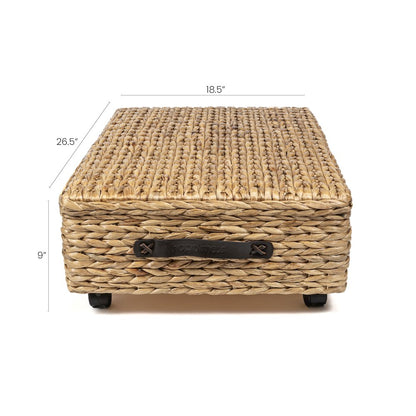 Chett Minimalist Hand-Woven Hyacinth/Wood Underbed Storage Bin