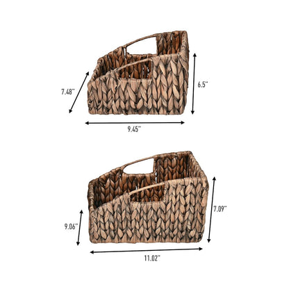 Havanah Southwestern Handwoven Hyacinth Slanted Pantry Baskets with Handles