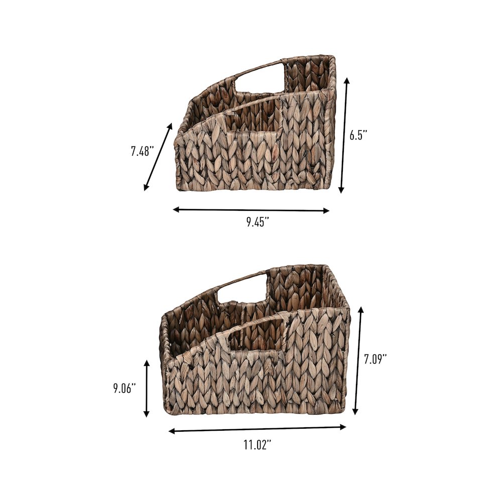 Havanah Southwestern Handwoven Hyacinth Slanted Pantry Baskets with Handles