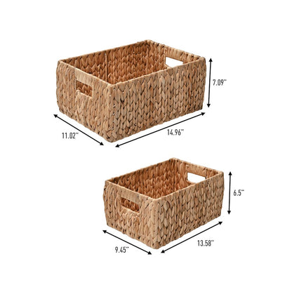 Leif Rustic Minimalist Hand-Woven Hyacinth Nesting Baskets With Handles