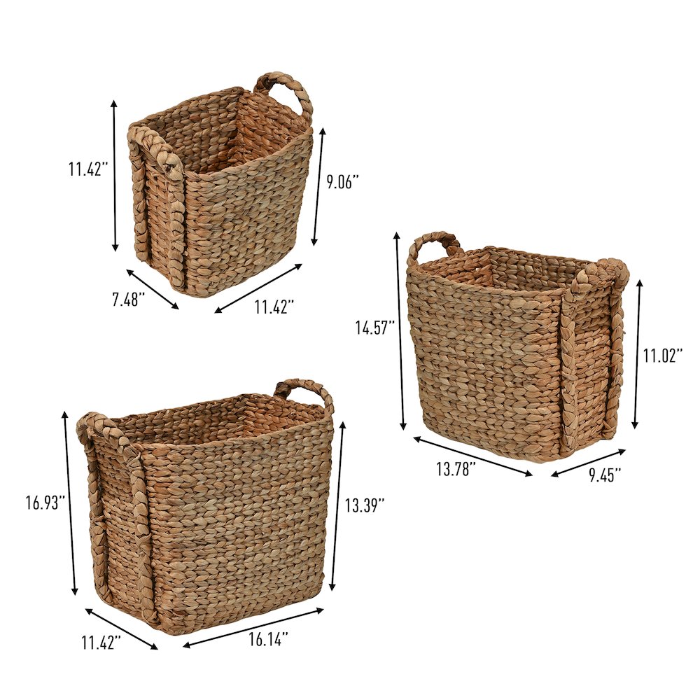 Farmhouse Classic Handwoven Hyacinth Rectangle Storage Floor Baskets