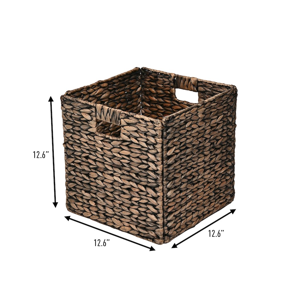 Bryce Classic Farmhouse Handwoven Hyacinth Collapsible Storage Cube Baskets