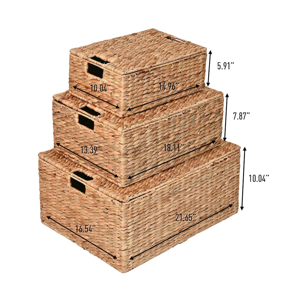 Brooks Classic Farmhouse Woven Hyacinth Rectangular Storage Baskets