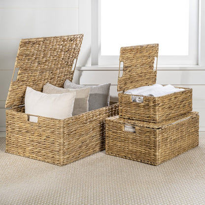 Brooks Classic Farmhouse Woven Hyacinth Rectangular Storage Baskets