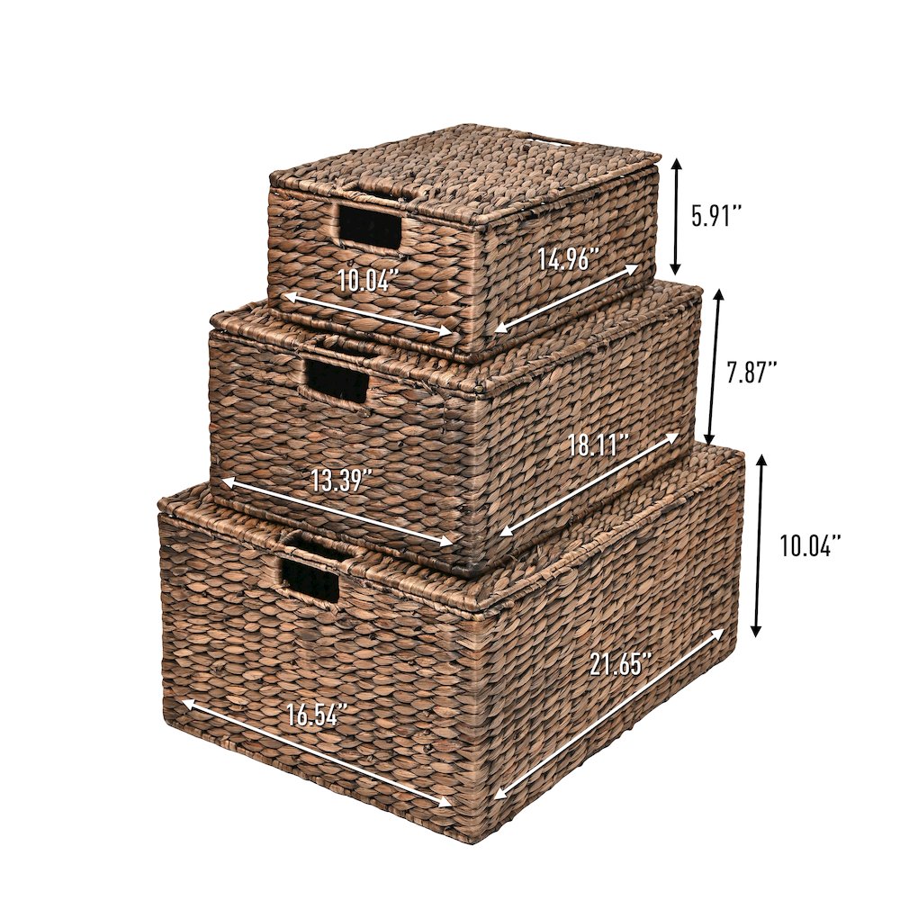Brooks Classic Farmhouse Woven Hyacinth Rectangular Storage Baskets