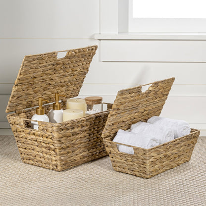Wilder Classic Farmhouse Woven Hyacinth Rectangular Storage Baskets