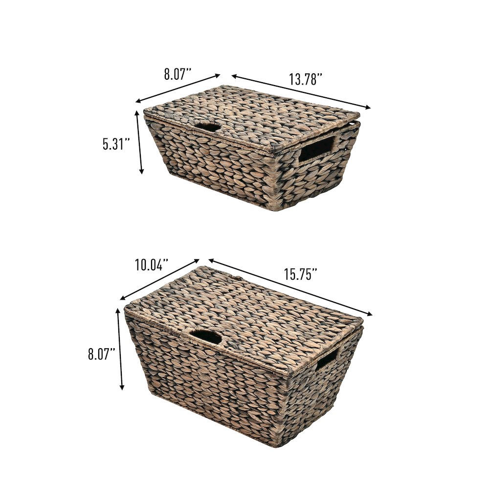 Wilder Classic Farmhouse Woven Hyacinth Rectangular Storage Baskets