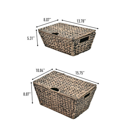 Wilder Classic Farmhouse Woven Hyacinth Rectangular Storage Baskets