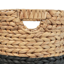 Avery Hyacinth Cylinder Nesting Baskets with Handles, Natural/Black (Set of 3)