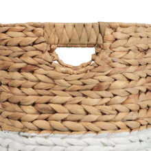 Avery Hyacinth Cylinder Nesting Baskets with Handles, Natural/White (Set of 3)