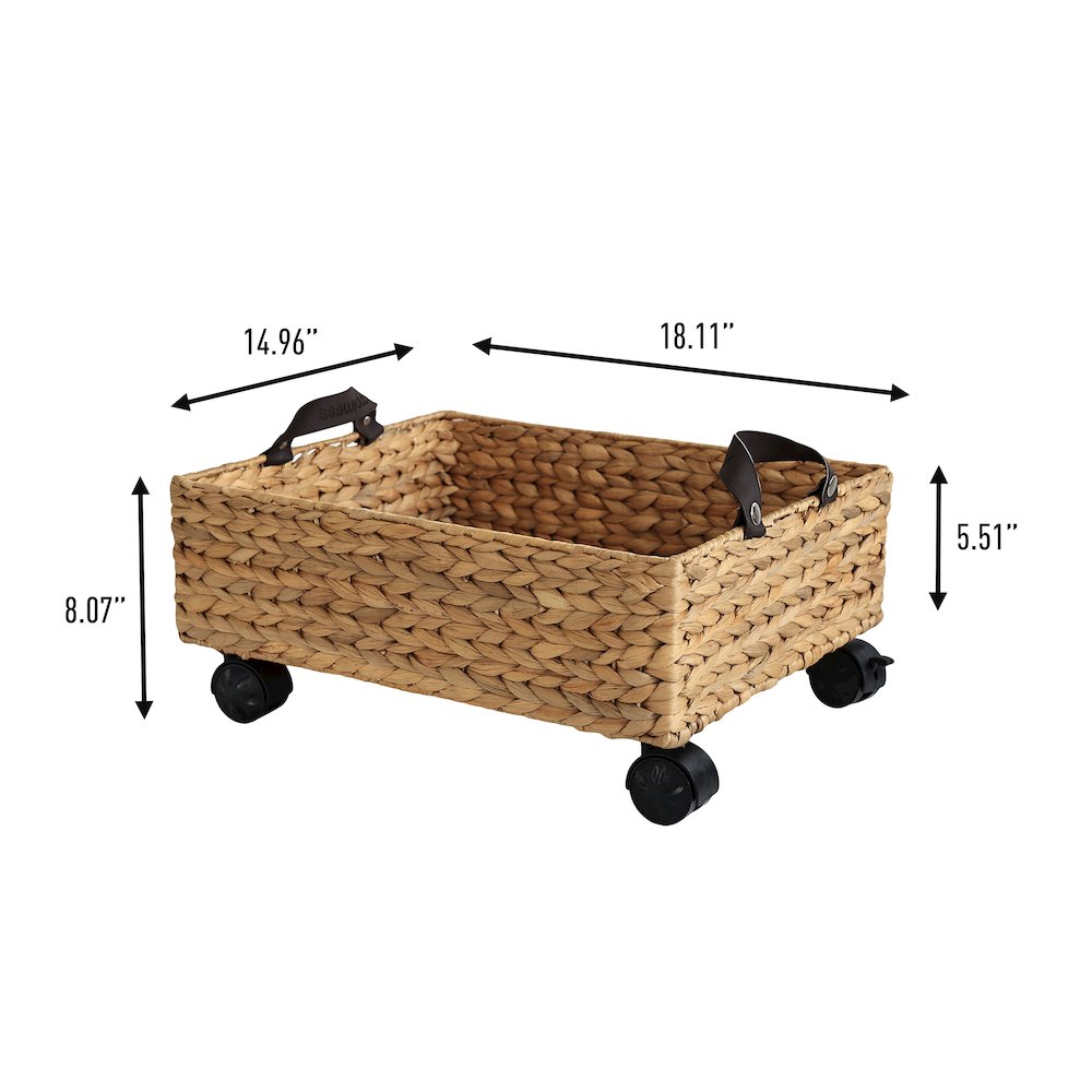 Adaline 18.11" Rectangular Underbed Storage Bin with Wheels and Handles, Natural