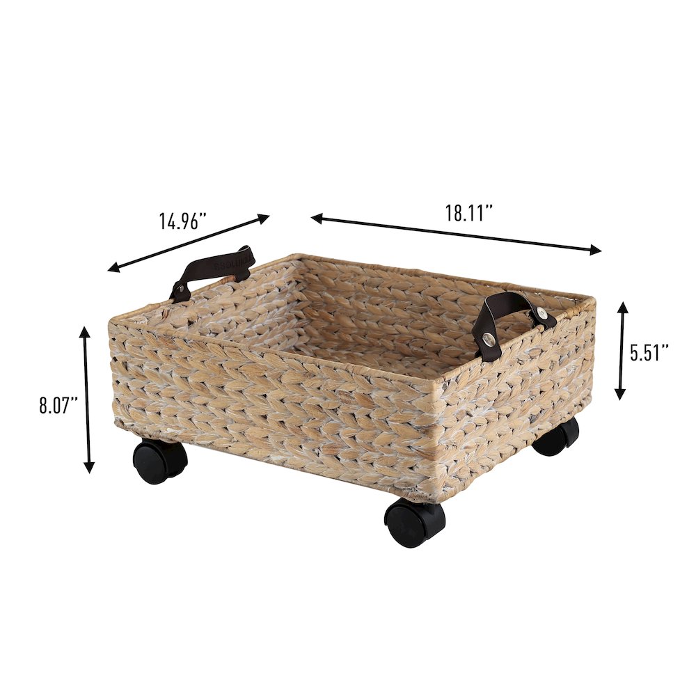 18.11" Rectangular Underbed Storage Bin with Wheels and Handles, White Wash