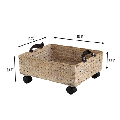 18.11" Rectangular Underbed Storage Bin with Wheels and Handles, White Wash
