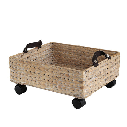 18.11" Rectangular Underbed Storage Bin with Wheels and Handles, White Wash