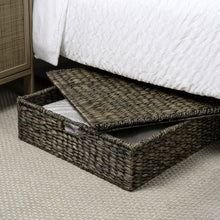 30" Costal Hand-Woven Hyacinth Wicker Under Bed Storage Basket with Lid, Brown