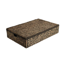 30" Costal Hand-Woven Hyacinth Wicker Under Bed Storage Basket with Lid, Brown