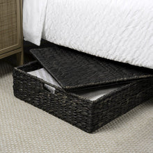 30" Costal Hand-Woven Hyacinth Wicker Under Bed Storage Basket with Lid, Black