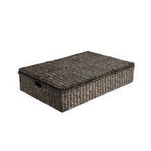 30" Costal Hand-Woven Hyacinth Wicker Under Bed Storage Basket with Lid, Black