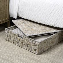 30" Costal Hand-Woven Hyacinth Wicker Under Bed Storage Basket, White Wash