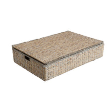 30" Costal Hand-Woven Hyacinth Wicker Under Bed Storage Basket, White Wash