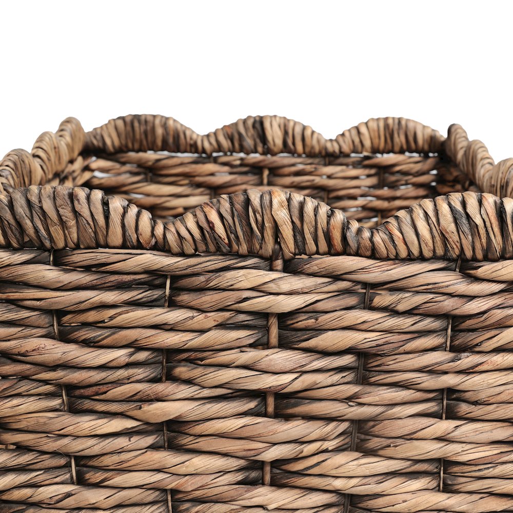 Handwoven Water Hyancinth Scalloped Nesting Storage Baskets, Brown (Set of 4)