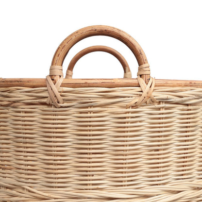 Handwoven Rattan Nesting Storage Baskets with Handles, Natural (Set of 3)