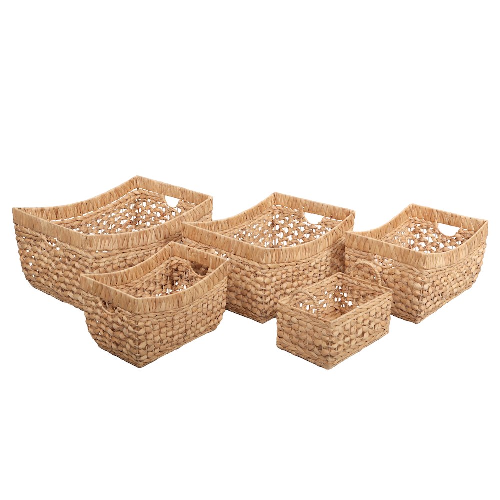 Handwoven Water Hyacinth Nesting Storage Baskets, Natural (Set of 5)