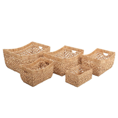 Handwoven Water Hyacinth Nesting Storage Baskets, Natural (Set of 5)