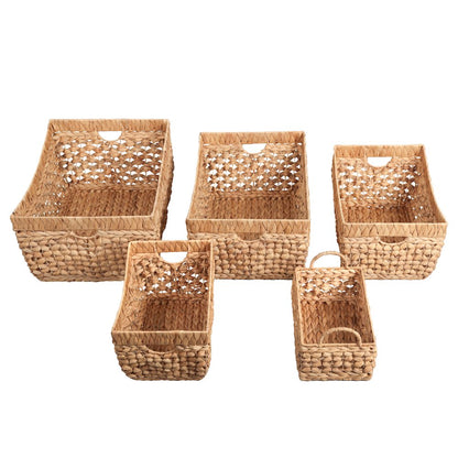 Handwoven Water Hyacinth Nesting Storage Baskets, Natural (Set of 5)