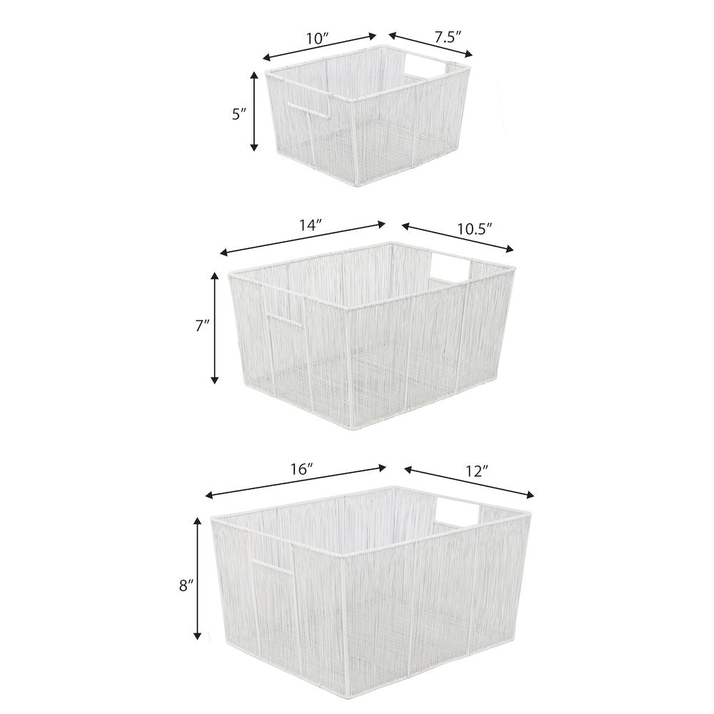 Sutton Modern Glam Handmade Wire Metal Nesting Storage Baskets, White (Set of 6)