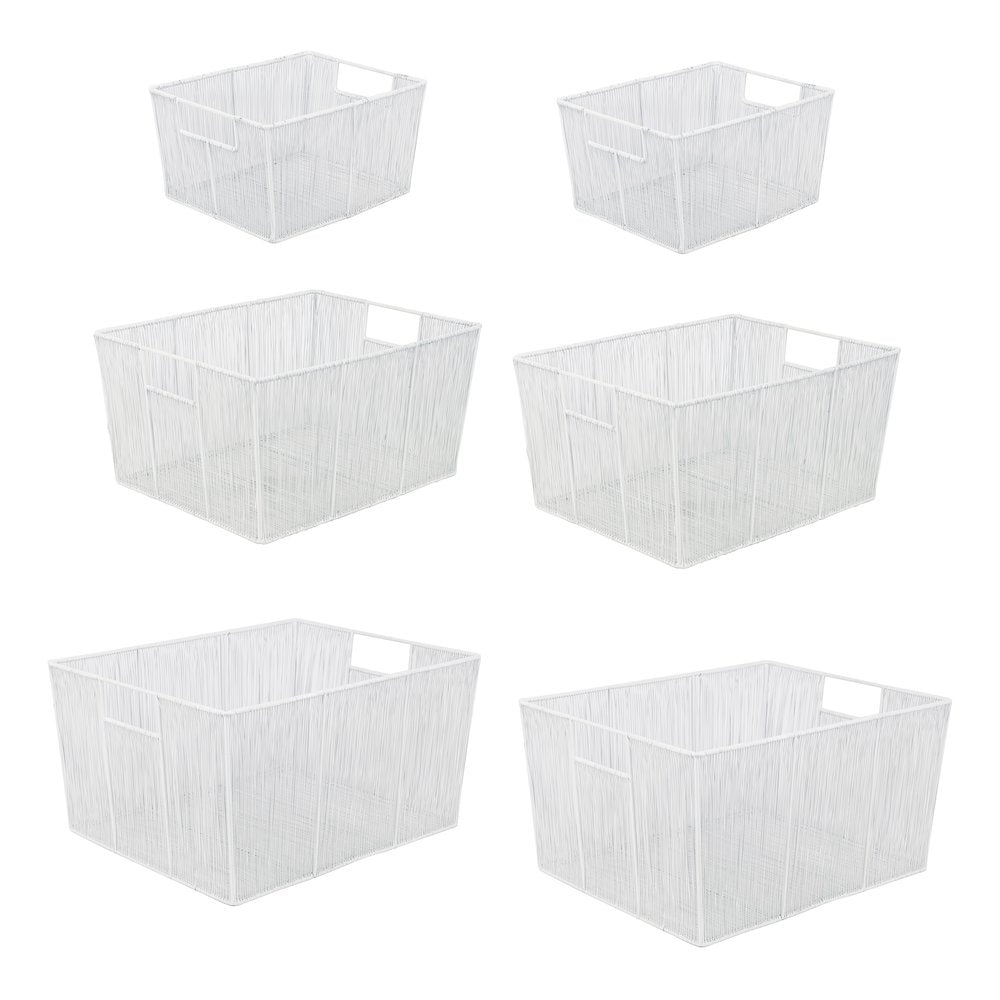 Sutton Modern Glam Handmade Wire Metal Nesting Storage Baskets, White (Set of 6)