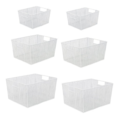 Sutton Modern Glam Handmade Wire Metal Nesting Storage Baskets, White (Set of 6)
