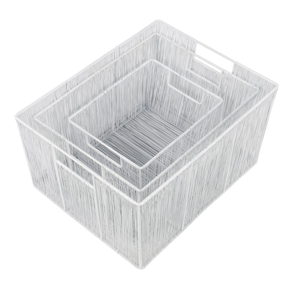 Sutton Modern Glam Handmade Wire Metal Nesting Storage Baskets, White (Set of 6)