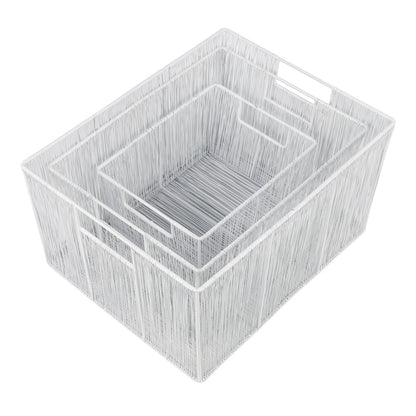 Sutton Modern Glam Handmade Wire Metal Nesting Storage Baskets, White (Set of 6)