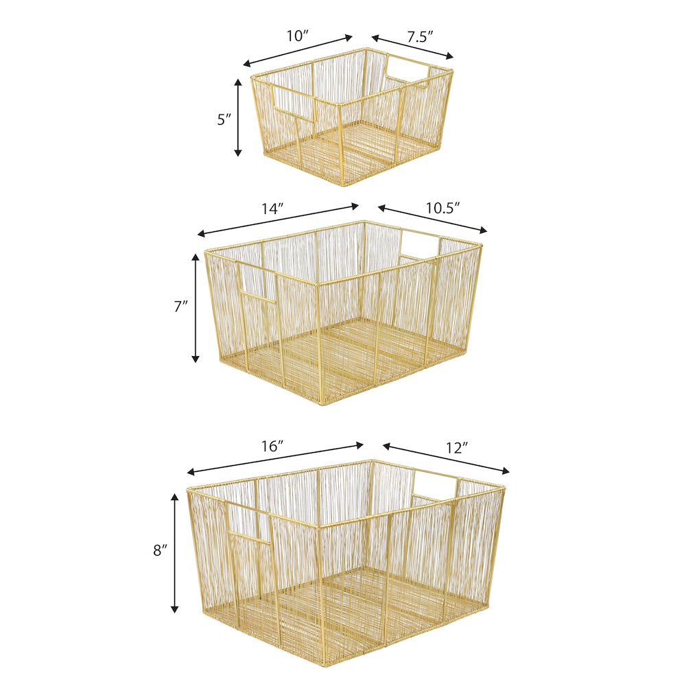 Sutton Modern Glam Handmade Wire Metal Nesting Storage Baskets, Gold (Set of 6)