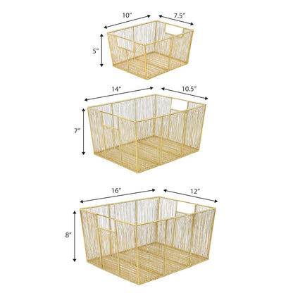Sutton Modern Glam Handmade Wire Metal Nesting Storage Baskets, Gold (Set of 6)