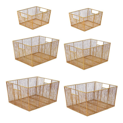 Sutton Modern Glam Handmade Wire Metal Nesting Storage Baskets, Gold (Set of 6)