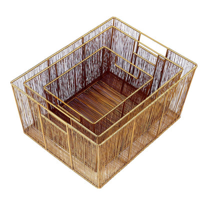 Sutton Modern Glam Handmade Wire Metal Nesting Storage Baskets, Gold (Set of 6)