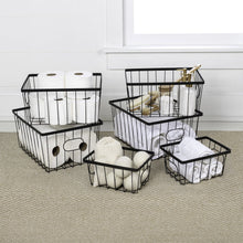 Camden Vintage Handmade Wire Metal Nesting Storage Baskets, Black (Set of 6)