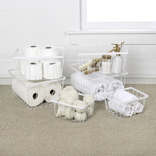 Camden Vintage Handmade Wire Metal Nesting Storage Baskets, White (Set of 6)