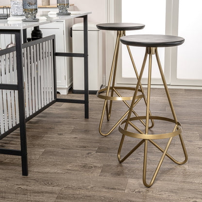 Spiroa 30" Modern Black & Gold Metal Backless Bar Stool