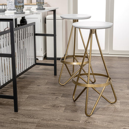 Spiroa 30" Modern White & Gold Metal Backless Bar Stool
