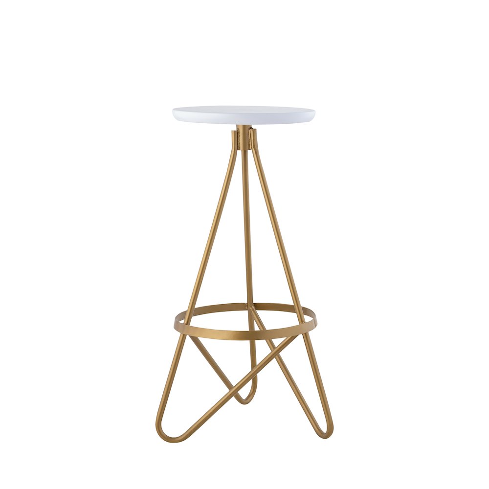 Spiroa 30" Modern White & Gold Metal Backless Bar Stool