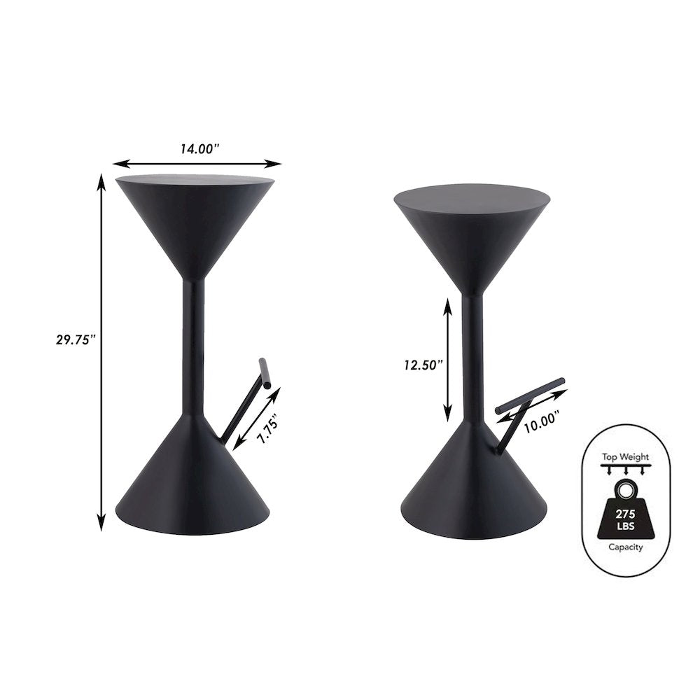 Chronos 29.75" Modern Sculptural Hourglass Backless Metal Bar Stool