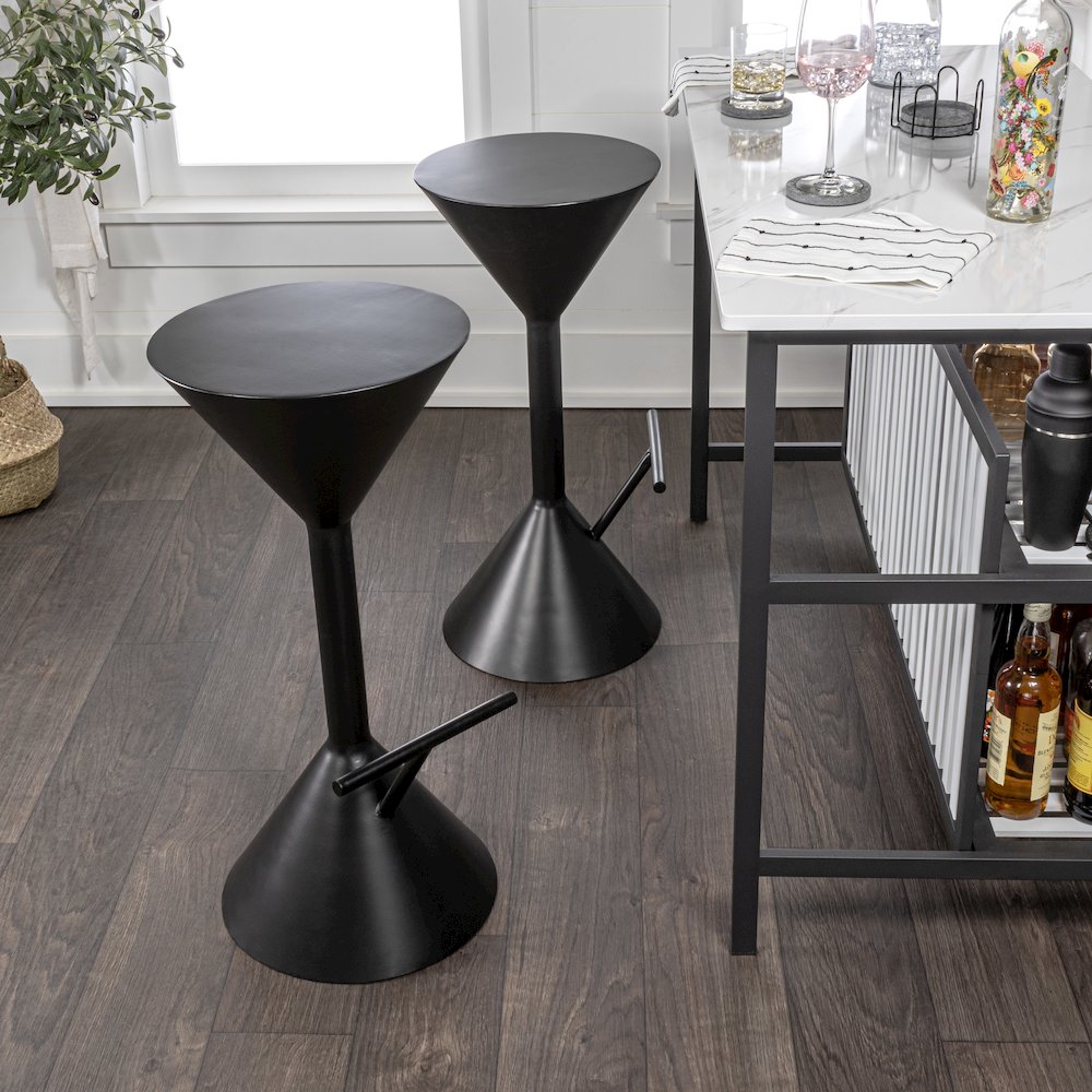 Chronos 29.75" Modern Sculptural Hourglass Backless Metal Bar Stool