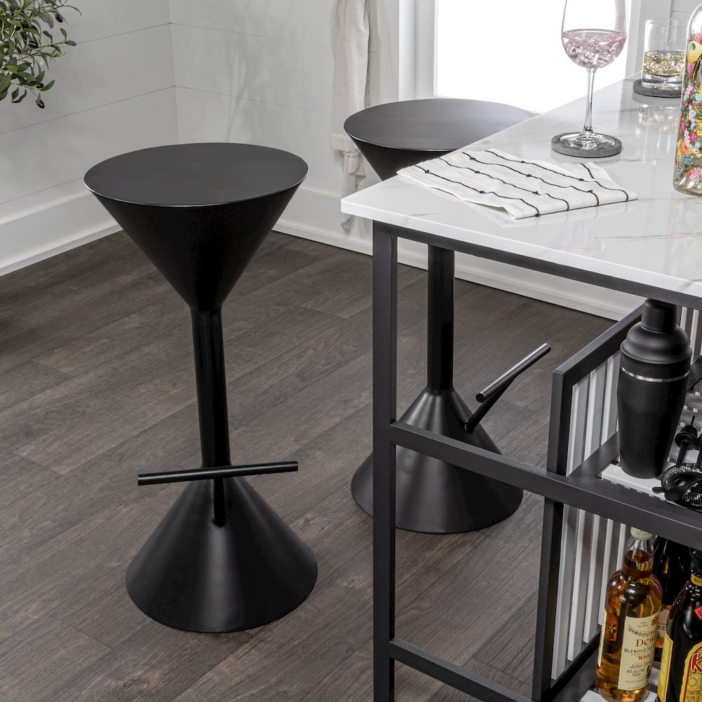 Chronos 29.75" Modern Sculptural Hourglass Backless Metal Bar Stool
