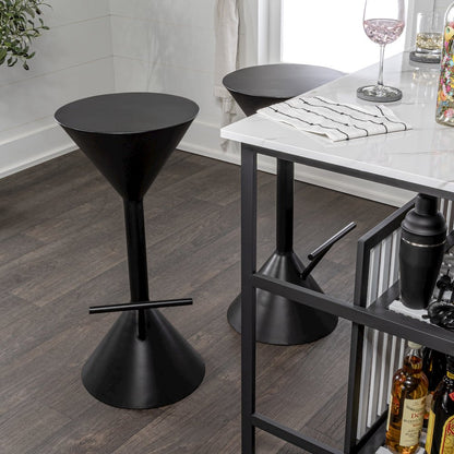 Chronos 29.75" Modern Sculptural Hourglass Backless Metal Bar Stool