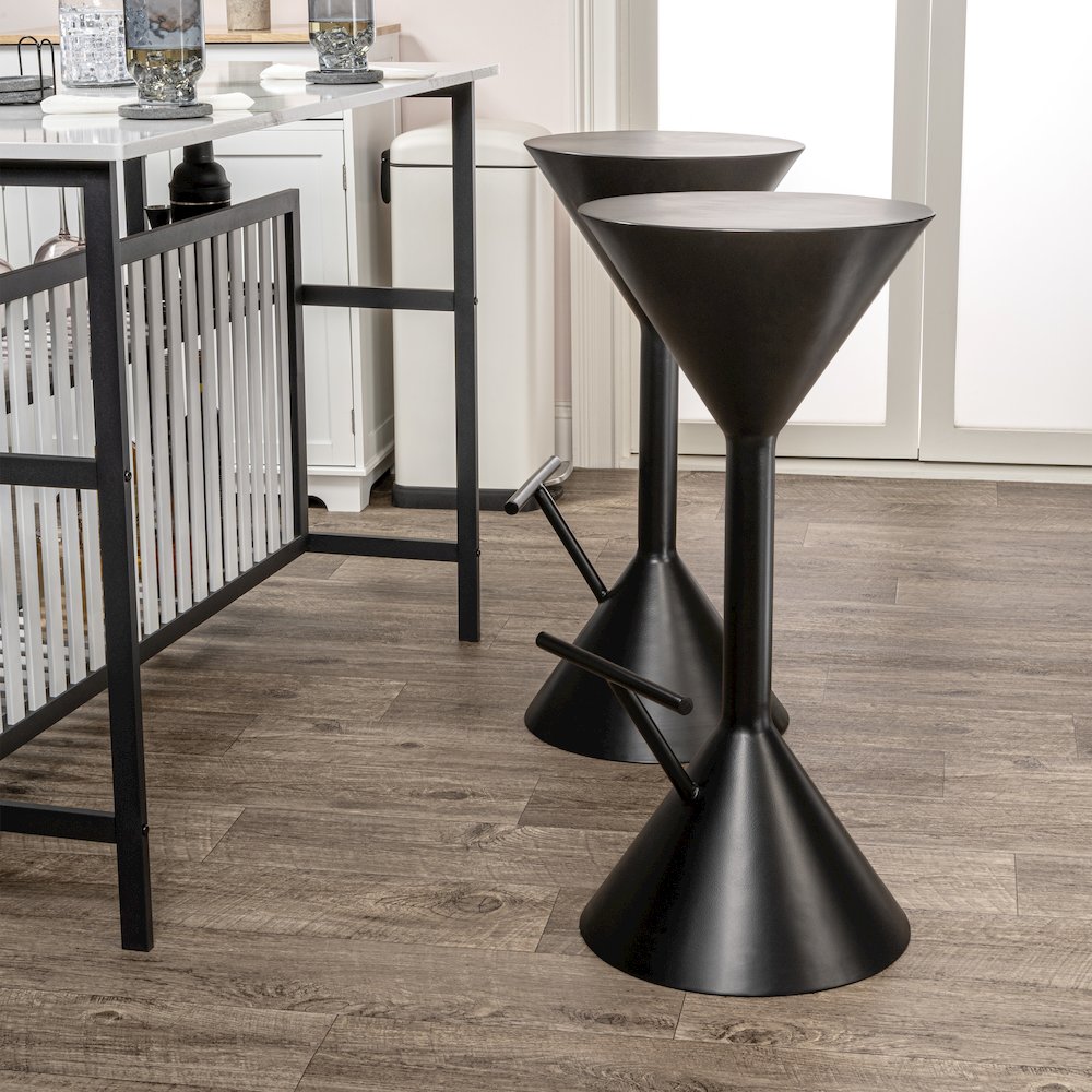 Chronos 29.75" Modern Sculptural Hourglass Backless Metal Bar Stool